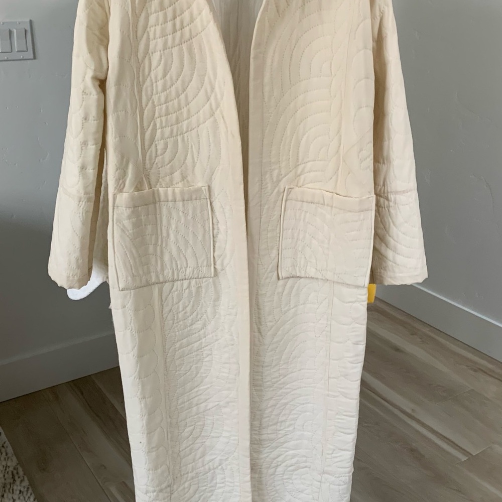 Elegant Cream Quilted Robe Duster